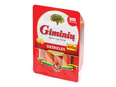 Virtos giminių dešrelės UTENOS MĖSA, aukščiausia rūšis, 400 g