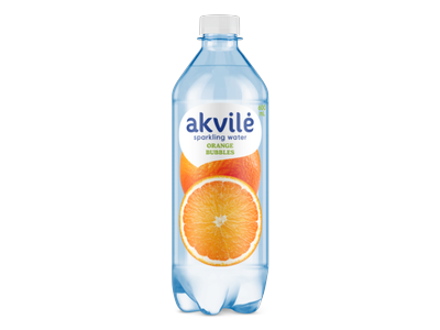 Stalo vanduo AKVILĖ apelsinų aromato, gazuotas, 0,6 l
