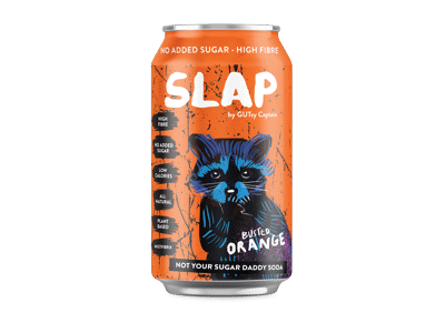 Gazuotas apelsinų skonio gėrimas su skaidulomis ir natūraliu saldikliu SLAP, 330 ml