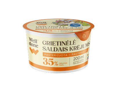 Grietinėlė WELL DONE, 35 % rieb., 200 ml