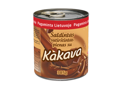Sutirštintas pienas su kakava, su dangteliu, 7.5 %, 385 g