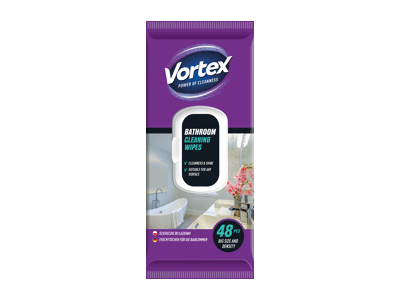 Drėgnosios servetėlės VORTEX voniai valyti, 48 vnt.