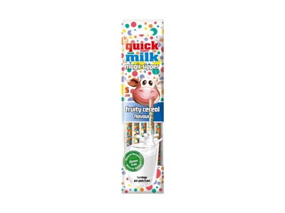 NAUJA! Šiaudeliai QUICK MILK, vaisių skonio, 30 g