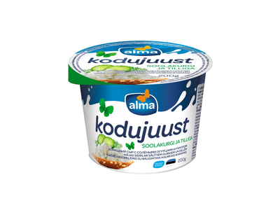 Varškė su raug. agurk. krap. ALMA, 3 %, 200 g