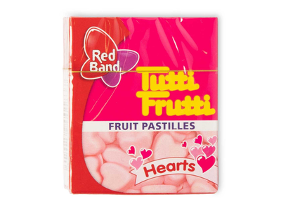 Vaisiniai kramtomieji saldainiai TUTTI FRUTTI HEARTS, 15g