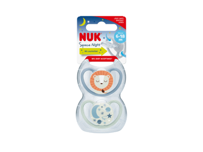 Silikoninis čiulptukas NUK SPACE NIGHT Nr. 2, 2 vnt.