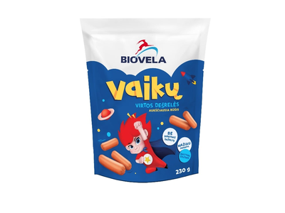 Virtos pieniškos vaikų dešrelės BIOVELA, aukščiausia rūšis, 230 g