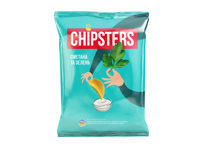 Bulvių traškučiai CHIPSTER'S, grietinės skonio, su žolelėmis, 120 g