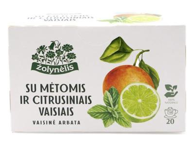 Vaisinė arbata ŽOLYNĖLIS su mėtomis ir citrusiniais vaisiais, 50 g