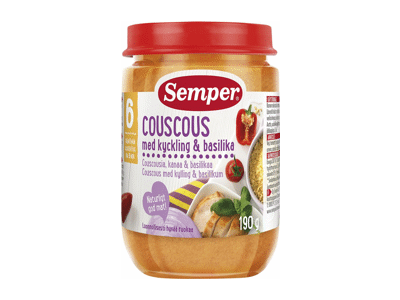 Kuskusas su vištiena ir baziliku SEMPER, nuo 6 mėn., 190 g