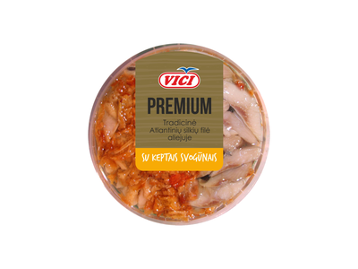 Atlantinių silkių filė gabaliukai su kepintais svogūnais aliejuje 210g