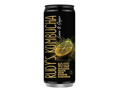 Gaivusis arbatos gėrimas RUDY'S Kombucha, citrinų ir imbierų skonio, 0,33 l, skardinė