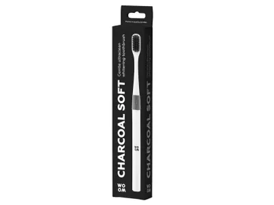 WOOM dantų šepetėlis CHARCOAL SOFT, juodas, 1 vnt.