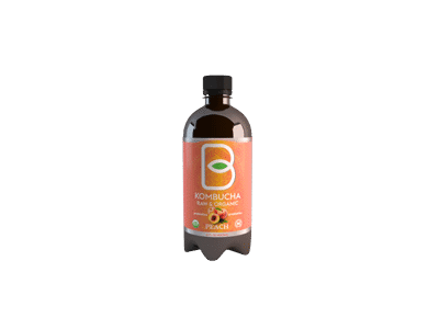 Ekologiškas persikų sk. baltosios arbatos gėrimas KOMBUCHA, 400 ml