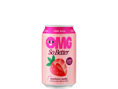 OMG Fibre Soda Braškių skonio gaivusis gėrimas 0,33 l