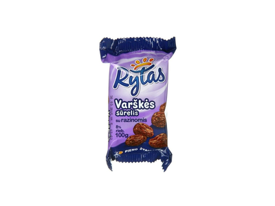 Varškės sūrelis su razinomis RYTAS, 8 % rieb., 100 g