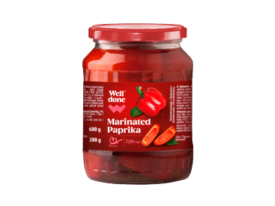 Marinuotos raudonosios pjaustytos paprikos WELL DONE, 680 g