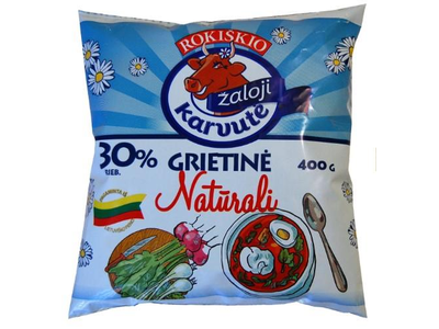 Grietinė  ŽALOJI KARVUTĖ, maišelyje, 30%,  400 g