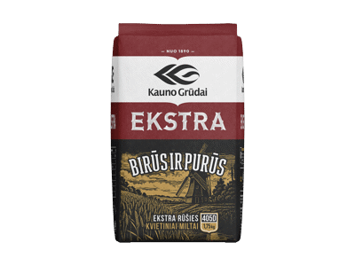Kvietiniai KAUNO GRŪDŲ miltai EKSTRA, 405 D, 1.75 kg