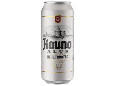 Alus KAUNO Nefiltruotas, 5% 0.5l skardinė