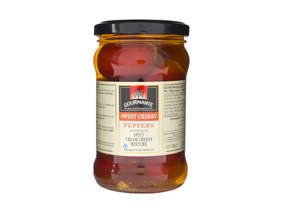 Saldžiosios paprikos GOURMANTE, įdarytos aštriu grietinėlės ir sūrio mišiniu, 280ml