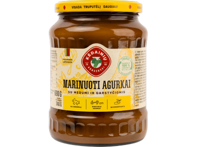 Marinuoti agurkai KĖDAINIŲ, su medumi ir garstyčiomis, 680 g / 340 g