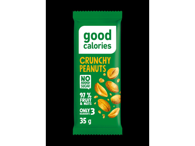 Datulių batonėlis GOOD CALORIES, su žemės riešutais, 35 g