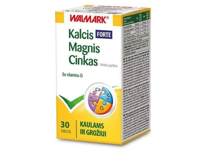 WALMARK Kalcis-Magnis-Cinkas FORTE su vitaminu D tabletės N30
