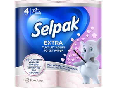 Tualetinis popierius SELPAK EXTRA REFRESH, 3 sluoksnių,15.6 metrai, 130 lapelių, 4 vnt.