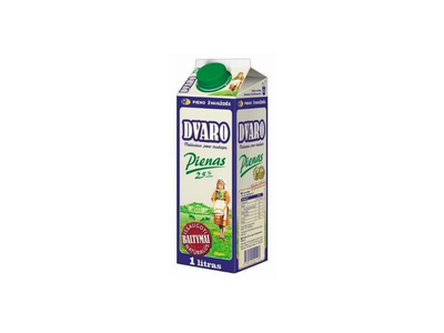 DVARO pienas 2,5% rieb., t-rex su kamšt., 1l