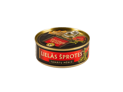 Didieji šprotai aliejuje pomidorų padaže BRIVAIS VILNIS, 240 g