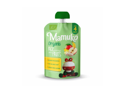 Ekologiška ryžių košė MAMUKO su vaisiais nuo 4 mėn., 100 g