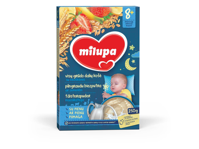 Pilno grūdo košė su braškėmis MILUPA, 250 g