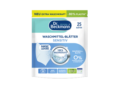 Skalbinių servetėlės ​​DR. BECKMANN Magic Leaves Laundry Detergent, 25 sk., 25 vnt.