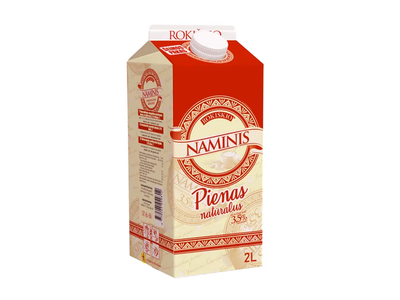 Natūralus ROKIŠKIO NAMINIS pienas, 3,5 %, 2 l