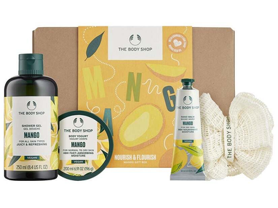 Kūno priežiūros rinkinys The Body Shop Nourish & Flourish Mango, 4 vnt.