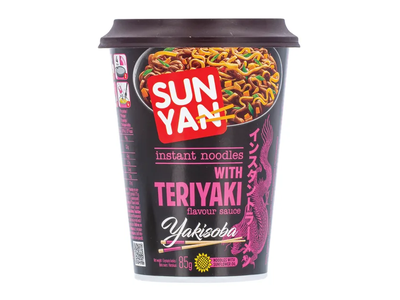 Greitai paruošiami makaronai Sun Yan Yakisoba su terijakio skonio padažu