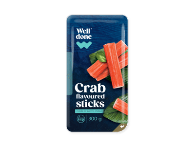 Atšaldytos krabų skonio lazdelės iš surimio WELL DONE, 300 g