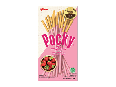 Lazdelės su braškių skonio glaistu POCKY, 45 g