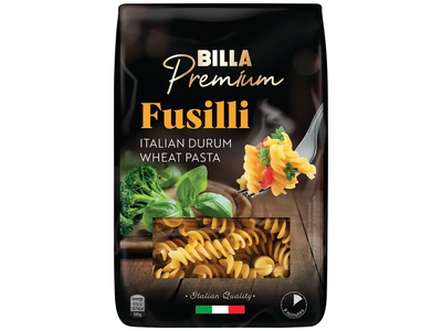 Itališki kietųjų kviečių makaronai FUSILLI BILLA PREMIUM, 500 g