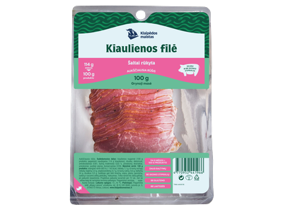 Šaltai rūkyta kiaulienos nugarinė KLAIPĖDOS MAISTAS, pjaustyta, a.r., 100 g