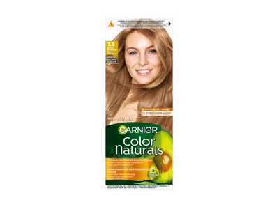 Garnier Color Naturals 7.3, natūrali auksinė blondinė.