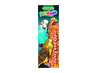 Banguotųjų papūgų skanėstas su obuoliais ir medumi FANTASIA, 90 g