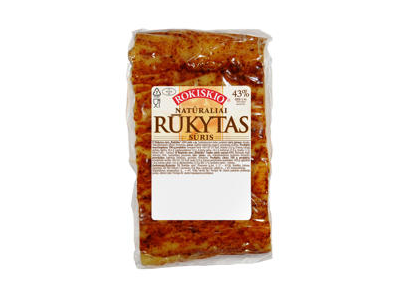 Rūkytas ROKIŠKIO sūris, 43 % rieb. s. m., 1 kg