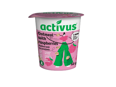Avižinių dribsnių košė ACTIVUS (su avietėmis), 60 g