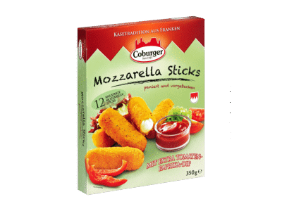 Mozzarella lazdelės kepti COBURGER su pom. ir pap. padažu, 300 g