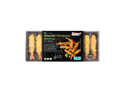 Šaldytos apkeptos krevetės su tempura, vasabiu, 250 g