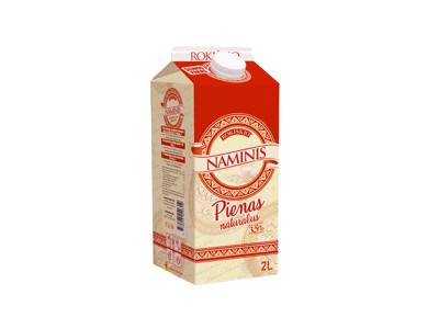 Natūralus NAMINIS pienas, 3,5 % rieb., 2 l