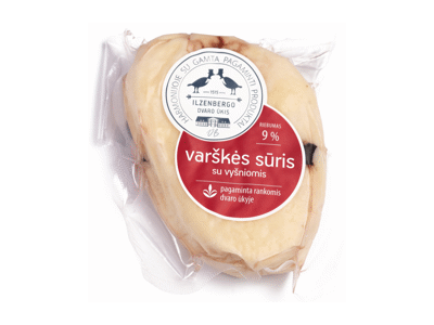 ILZENBERGO DVARO varškės sūris su vyšniomis, 9 % rieb., 400 g
