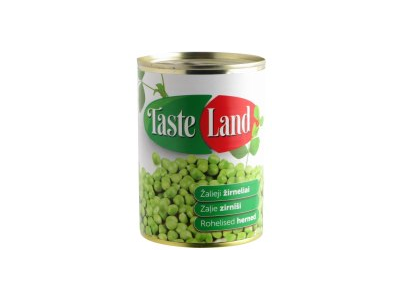 Konservuoti žirneliai TASTE LAND, 400 g / 240 g
